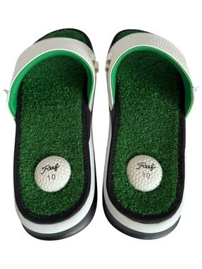 Reef Golf Sandals Womens 10 White Green Grass Novelty Gift Fun Unique Teacher